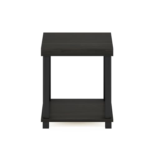 Image of Furinno Turn-N-Tube Side Table, 2-Tier Thick Tabletop End Table with Open Shelf, Toolless Assembly Night Stand, Bedside Table, for Living Room, Bedroom, Espresso