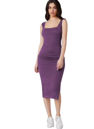 Image of rosery paris Square Neck Sleeveless Black Bodycon Dress for Women and Casual wear
