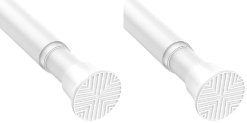 Image of MEXAU White Tension Curtain Rods18 to 36 Inch,Small Curtain Rods No Drilling,Short Tension Rod,Adjustable Spring Rod for Windows,Door,Closet (Pack of 2)