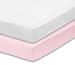 EVERYDAY KIDS 2-Pack Fitted Crib Sheets, 100% Soft Microfiber, Breathable and Hypoallergenic Baby Sheet, Fits Standard Size Crib Mattress 28in x 52in, Pink Nursery Sheet and White Nursery Sheet