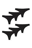 C&A Damen String Unterwäsche Baumwolle 6er Pack|Multipack schwarz XL
