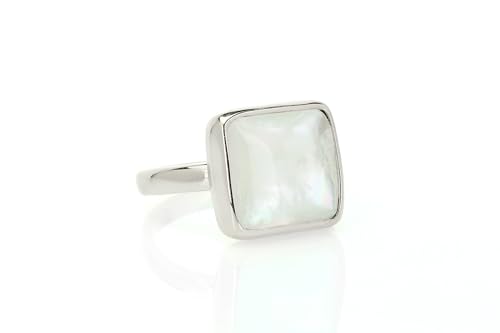 Bague en perle carrée fait main en or 14k et nacre véritable
