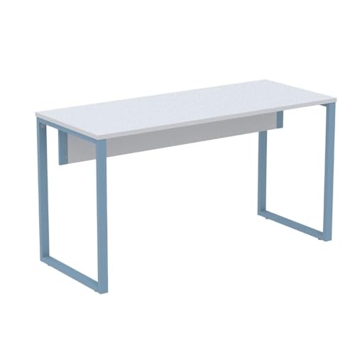 Mesa Escritório P25 Tub Pandin 150 cm (larg) x 70 cm (prof) Tampo Mdp Cinza Pé Aço Tubular Azul Dali