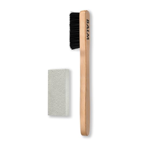 BALM Dry Cleaning Kit Wildleder Reinigungsset zur Trockenreinigung von Nubuk & Velours Veloursleder Radierer Nubukleder Reiniger Schuhradierer Wildleder Premium Rosshaar Bürste