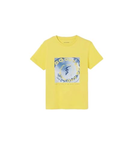 T-shirt jaune ado en coton anti-irritation style sportif et décontracté imprimé skate