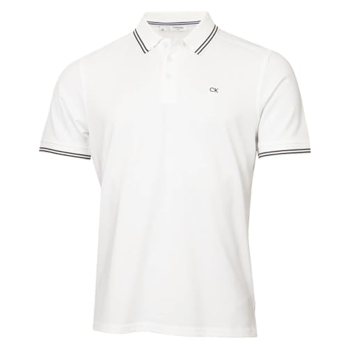 Calvin Klein Mens Campus Tipped Polo Shirt - White Tipped - XL