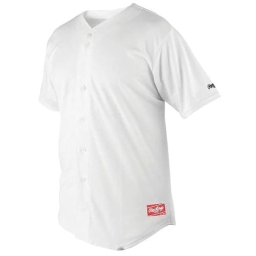 Rawlings Men's Full Button Jersey with Raglan Sleeves (White, XX-Large)
