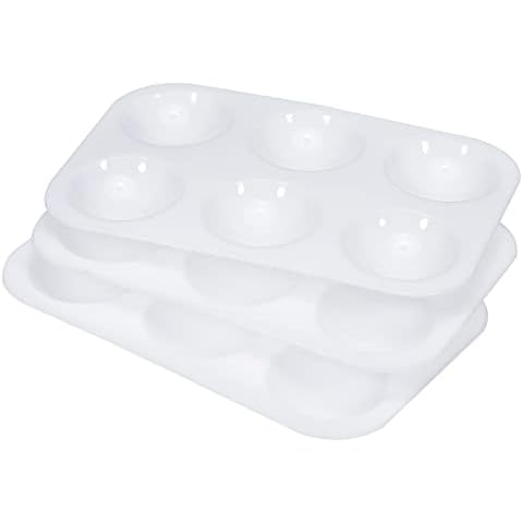 PATIKIL 6 Wells Paint Tray Palette, 3Pcs Rectangular Plastic Painting Pallet Holder for Art Craft Watercolor Gouache Oil Paint Cover