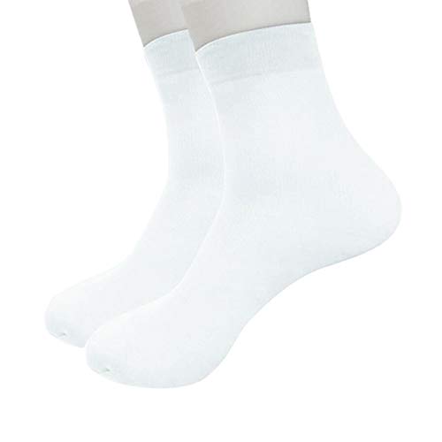 Medias elásticas de fibra fina para hombre, seda sedosa, 1 par, medias cortas hasta la rodilla para mujer, talla grande, blanco, Altoa única
