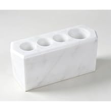 Polegas Marble Toothbrush Holder 4-Slot Bathroom Organizer,White Travertine