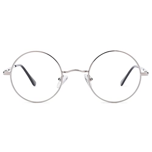 Pro Acme Non Prescription Clear Lens Glasses Retro Small Round Metal Frame