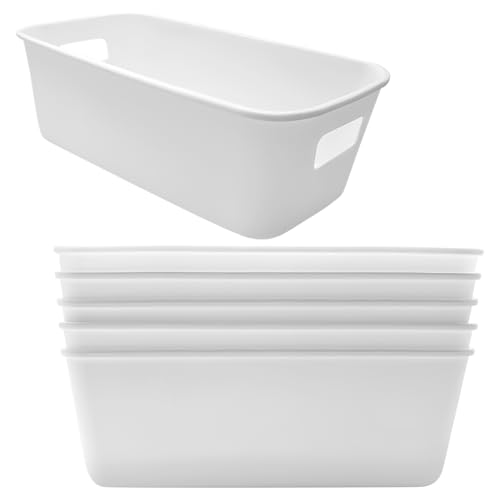 Xpieoyrm 6 Piezas Cestas de Almacenaje Multiuso, Caja Almacenaje con Asas, Cestas Organizadoras Baño Plastico, Cestas de Almacenaje Rectangulares, cajas de almacenamiento apilables para Cocina