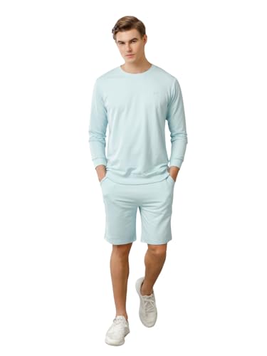 Image of ADRO Men Solid Pullover with Cargo Shorts Coord Set (CSHO-M-PLN)