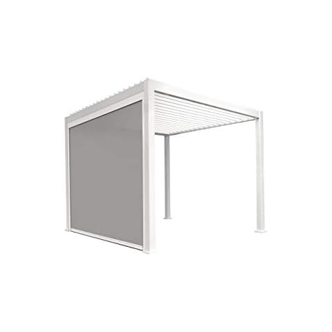 Sorara Pergola Accessories Privacy Screen Panel Adjustable Aluminum Divider Pull-Down Sun Side Shade for 10'x13' Sorara Pergola or Gazebo. This is not pergola (White) Cover