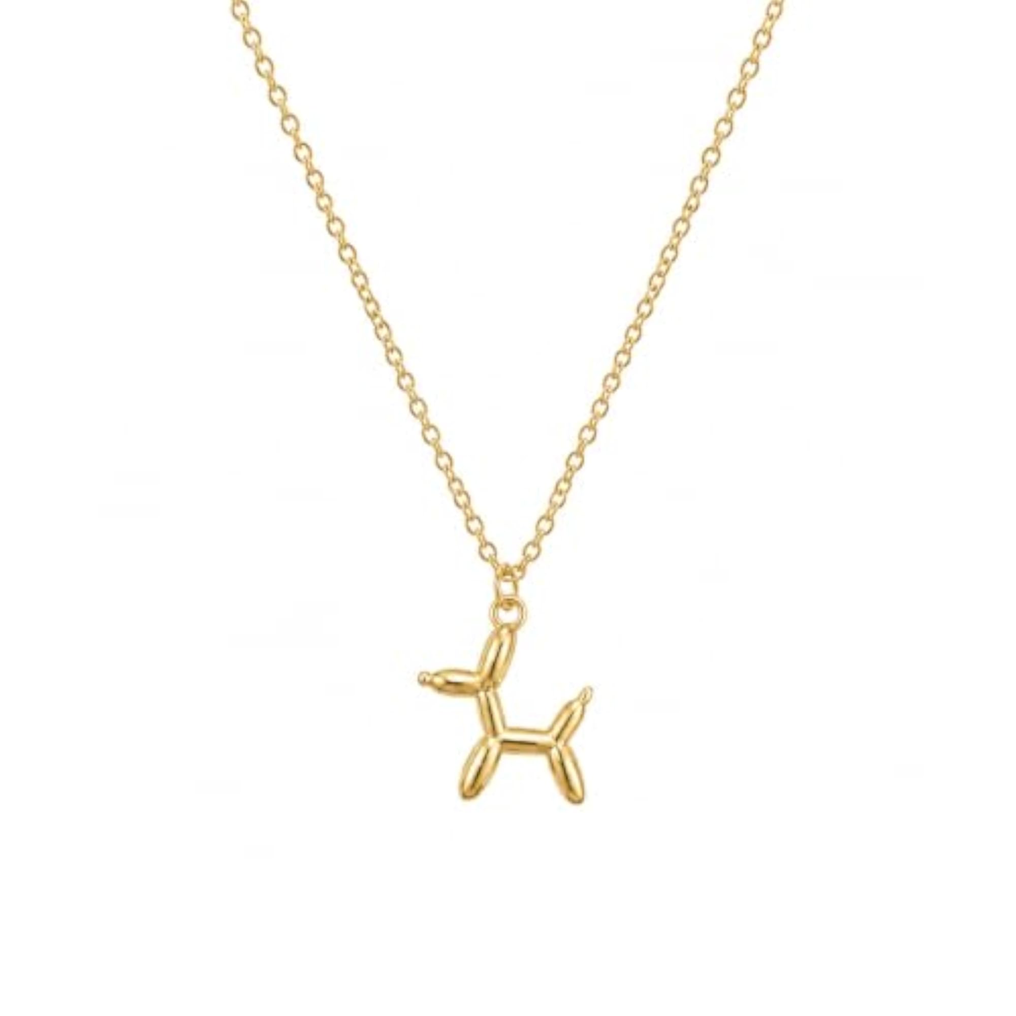 Gold Balloon Dog Pendant Necklace for Women
