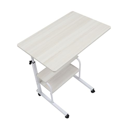 HOMSFOU 1pc Laptop Desk with Wheels Mobile Bedside Table for Home Office Gaming and Study Modern Design Oak Frame