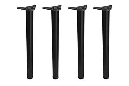 Stolmet Adjustable Stainless Steel Table Legs – Height Extendable by 2.5 cm – Available in Six Colours – 710mm, 820mm, 1100mm (28", 32", 43") – 60mm Diameter (Black, 710mm (28 inch) x4)