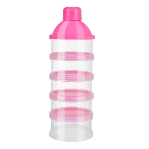 Image of Stackable Baby Milk Powder Dispenser, 5-Layer BPA-Free Formula Storage Container, Portable, Non-Spill Snack Cup for Travel & Home, Food-Grade Multipurpose Baby Food Organizer (Pink)