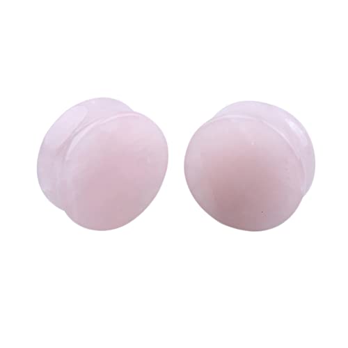 Jauges pour femmes pour oreilles plugs en pierre rose double évasement