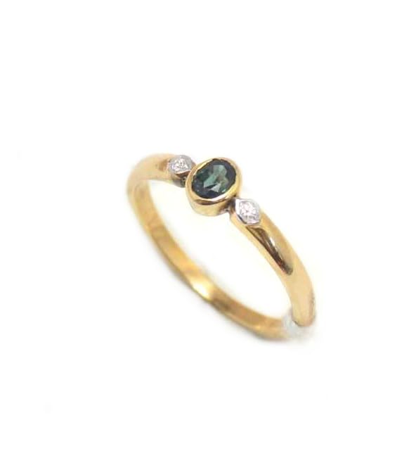 GenericRajasthan Gems Ring Blue Sapphire 14kt Gold Diamond Diamonds Yellow Natural 14k Vintage D200