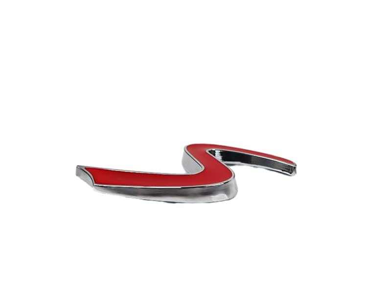 Image of Metal S Lettering Front Grille Grill Chrome w /Mount Emblem Badge Fit for Universal Cars (Red)