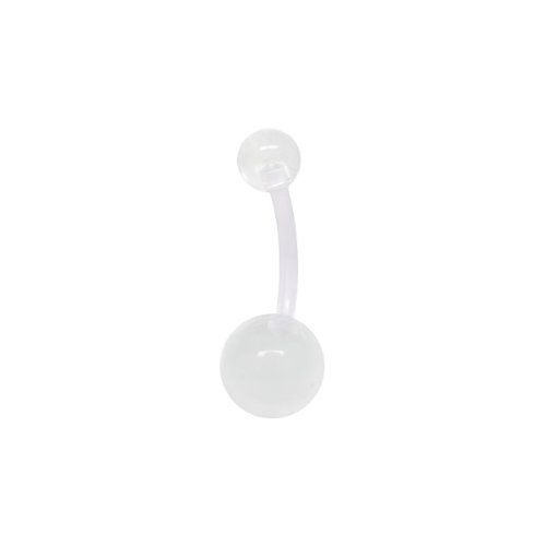 14G Clear Belly Button Ring Retainer Bioflex Flexible Bioplast Curved Barbell Maternity Navel Piercing Pregnancy Belly Rings Piercings Retainers 10mm (3/8") for Surgery
