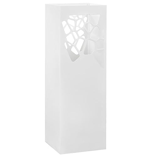 vidaXL Paragúero Diseño Piedras Acero Blanco Accesorios Decoración Hogar Casa