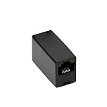 FARLINK RJ12 Telephone Inline Coupler 6P6C Straight Wiring Also for RJ11 Cords (Black) Pack of 1