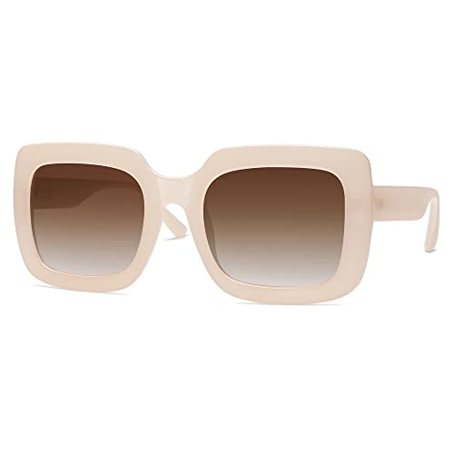 SOJOS Retro Nude Square Polarized Sunglasses for Women Trendy 90s Rectangle Sun Glasses UV400 Shades SJ2219A3
