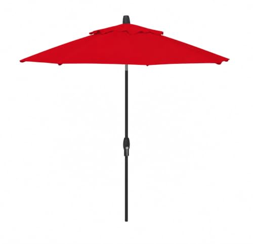 Treasure Garden 9-Foot Patio Umbrella - Outdoor Furniture Market Umbrella Auto Tilt Black Aluminum Frame (Obravia Red)