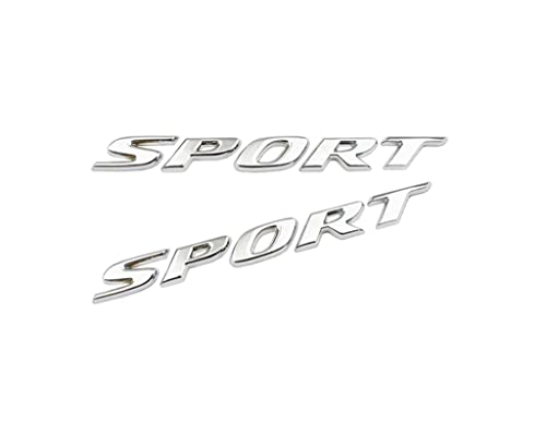 Image of 2 Pcs Sport Emblem Car Sport Badge 3D Metal Sticker Decal Car Side Baffle Trunk Self-Adhesive Logo Nameplate Badge Car Decoration Accessories (Silver)