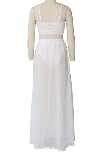 BISKAMY Avondjurk voor dames, sexy V-hals, lange sling, chiffon, 2-delige jurk met split, partyjurk, kleding, maxi-jurk - Image 5