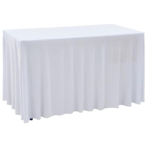 vidaXL 2X Stretch Tischhusse 120x60,5x74cm Weiß Stretchhusse Tischdecke Husse