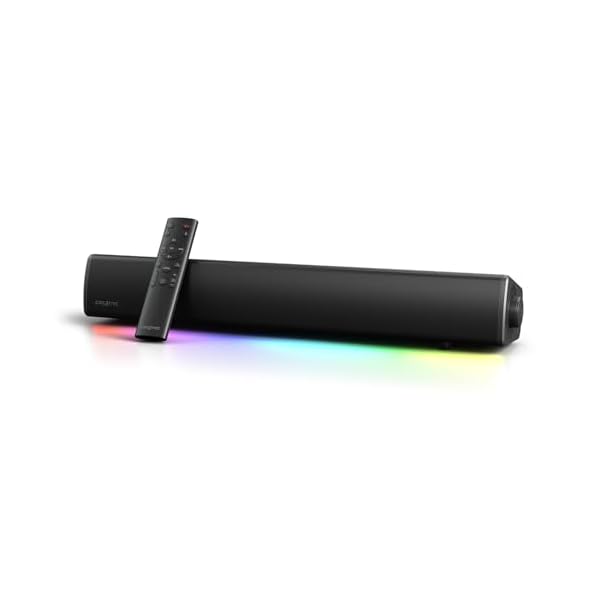CREATIVE Sound Blaster GS5 RGB Gaming Soundbar with SuperWide technology, Powered via Adapter, Up to 60W Peak Power, Bluetooth 5.4, Optical-in, Headphone-out port, For PC and TV