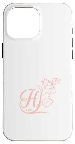 フェミニンな H 文字 ローズモノグラム 女の子用 スマホケース iPhone 16 Pro Max 用