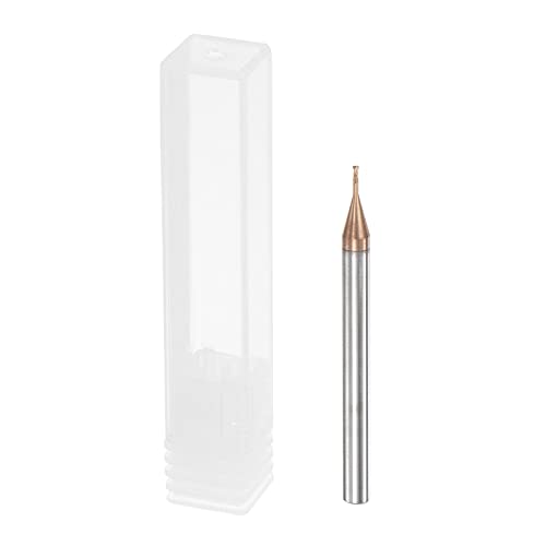 Image of uxcell Square Nose End Mill, 0.9mm Solid Carbide AlTiSin Coated Long Reach CNC Router Bits 2 Flutes Milling Cutter with Extended Neck, 4mm Cutting Length 4mm Shank