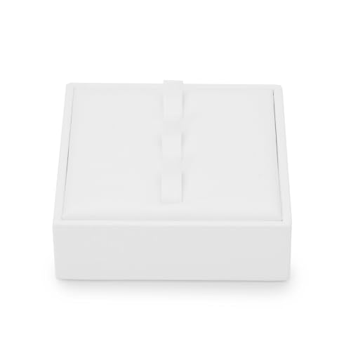 Ring Stand PU Leather Display Holder 3 Slot Organizer White Jewelry Showcase