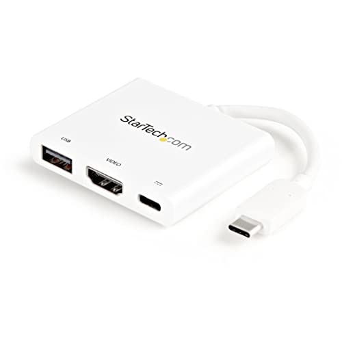 StarTech.com Adaptador Multifunción USB-C a HDMI 4K - Replicador de Puertos con Entrega de Potencia y Puerto USB-A - Blanco