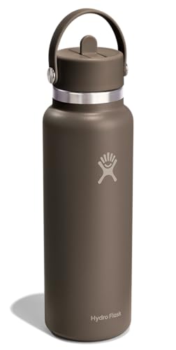 Image of Hydro Flask Water Bottle - Insulated Stainless Steel - Wide Mouth Flex Straw Lid, Non Spill, Leakproof and Refillable in 40 Oz Sandpiper