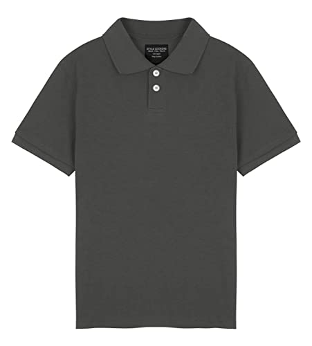 Style Lockers® Camisas polo lisas para niñas, camisetas clásicas de verano de manga corta para uniforme escolar de 5 a 13 años, gris oscuro, 5-6 años