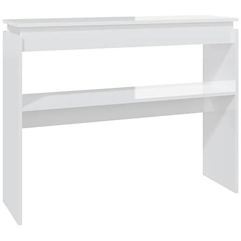 vidaXL Table Console Blanc Brillant Cover