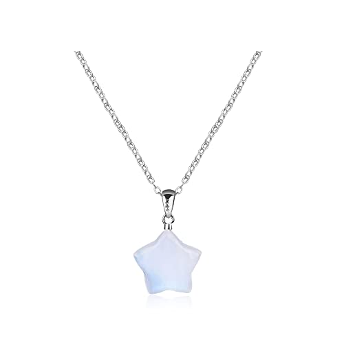 GAVU Collier Argent 925 Femme, Collier Pierre de Lune, Pendentif Étoile Femme