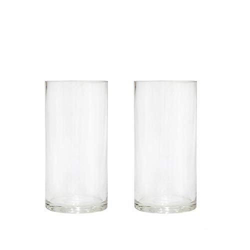 Hosley Set of 2 Clear Glass Vase 8 Inch High Ideal Gift or Use for Wedding, Rose/Flowers Floral Arrangements; Spa, Aromatherapy, Votive LED Candle Garden Setting O6
