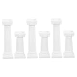 VICASKY 6pezzi Statua di Pilastro Romano da Tavolo Colonna Romana per Feste Mini Case Decorazioni per Esterni da Giardino Paesaggistica
