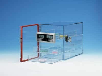 Dynalon 143105-0001 Acrylic Desiccator w/Sliding Trays and Hygrometer, 7"W x 8.5"H x 10"D