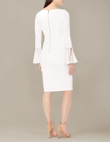 Calvin Klein Women's Solid Sheath with Chiffon Bell Sleeves Dress3