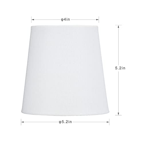 Lampwell Valo Clip-On Chandelier Fabric Lamp Shades,Set Of 6,Small Barrel,5.2"×4"×H5.2",Linen, Handmade,Traditional Decorative,White #TOP1