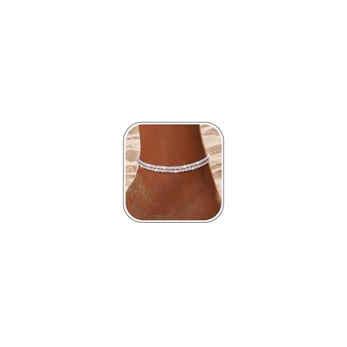CASSIECA Tobillera Plata de Ley 925 para Mujer, Brazalete de Tobillo Ajustable, Pulseras Impermeables de Plata, Joyería de Playa para Niñas