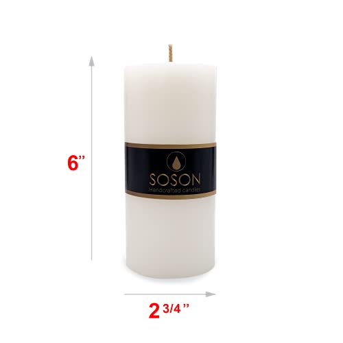 Simply Soson 3X6 Inch Ivory Pillar Candles Set Of 6, Smooth Texture, Unscented Ivory Candles thumb #1