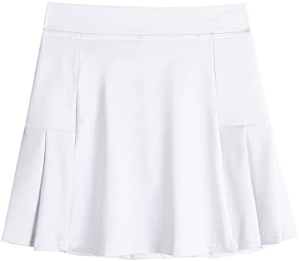 Arshiner Girl's Sport Skirts with Shorts Athletic Pleated Skort Colorful Performance Skorts White